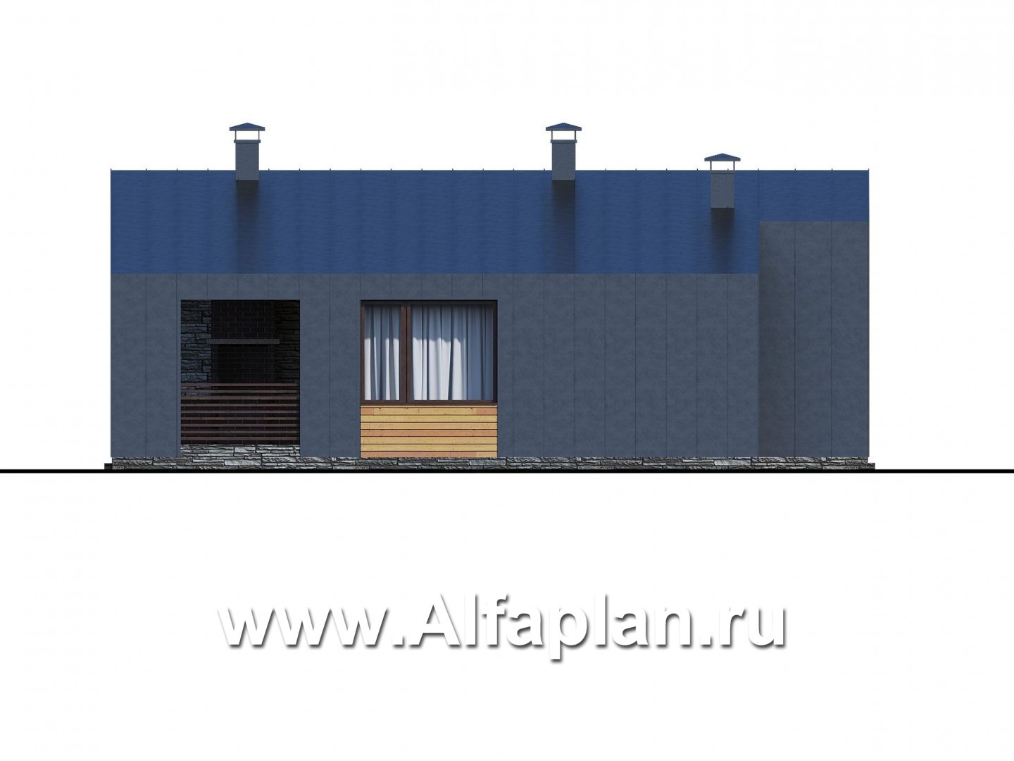 Проекты домов Альфаплан - «Альфа» - каркасный коттедж с фальцевыми фасадами - изображение фасада №3