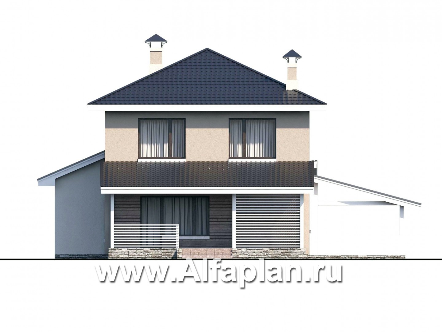Проекты домов Альфаплан - «Сердцеед» - оригинальный и компактный коттедж --навесом - изображение фасада №4