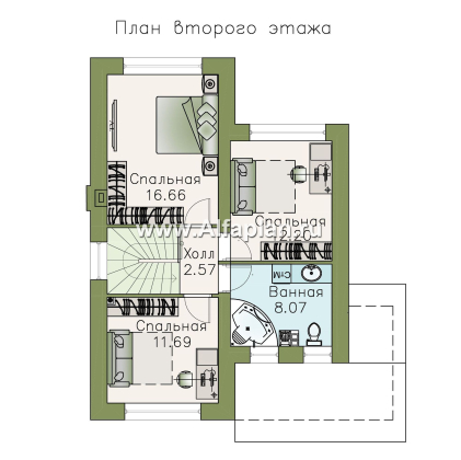 Проекты домов Альфаплан - «Каюткомпания» - проект двухэтажного дома для небольшой семьи - превью плана проекта №2