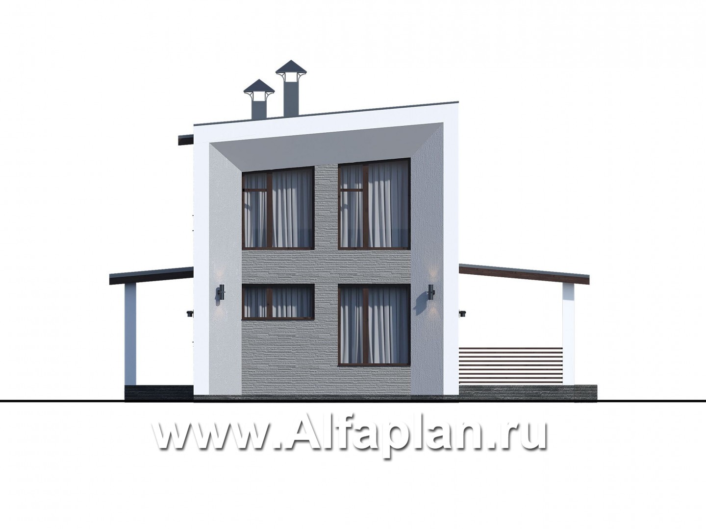 Проекты домов Альфаплан - «Тау» - каркасный дом с односкатной кровлей - изображение фасада №4