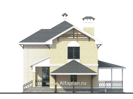 Проекты домов Альфаплан - «Эйваро»- проект коттеджа с двусветной  столовой - превью фасада №2