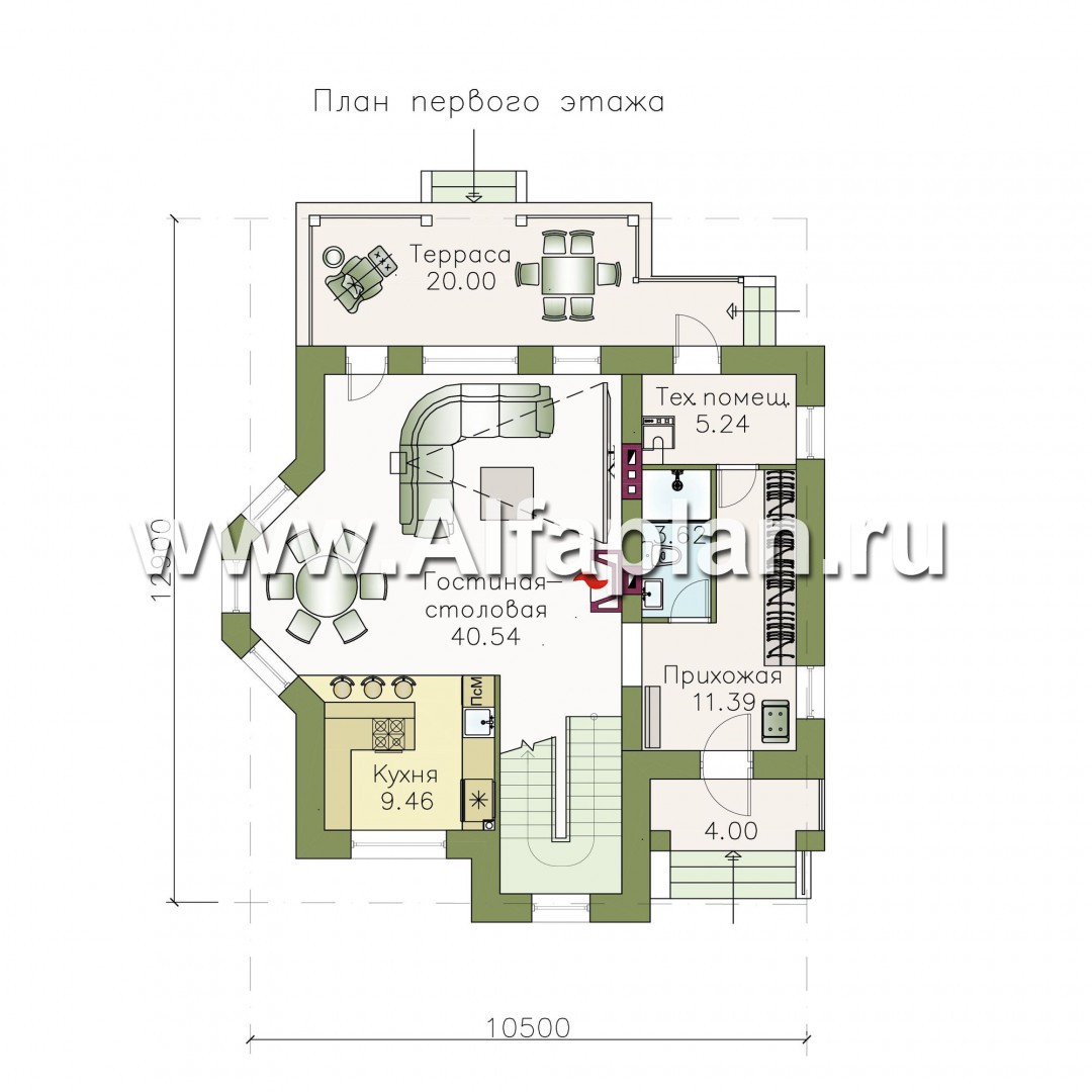 Проекты домов Альфаплан - «Pro vita» - компактный дом с удобной планировкой - план проекта №1