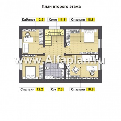 Проекты домов Альфаплан - Небольшой дом для большой семьи(6 спален) - превью плана проекта №2