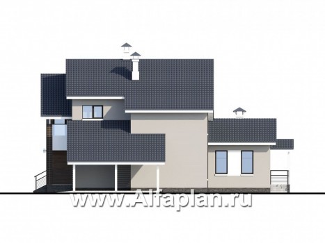 Проекты домов Альфаплан - «Альтернатива Хиггса» - современный дом с красивой верандой - превью фасада №2