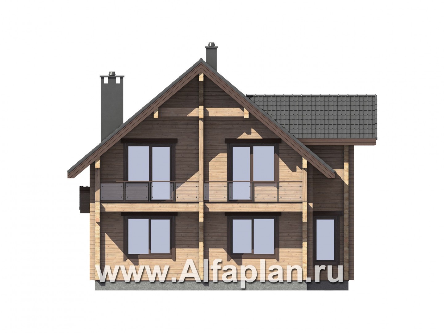 Проекты домов Альфаплан - Современный дом из бруса с удобной планировкой - изображение фасада №2
