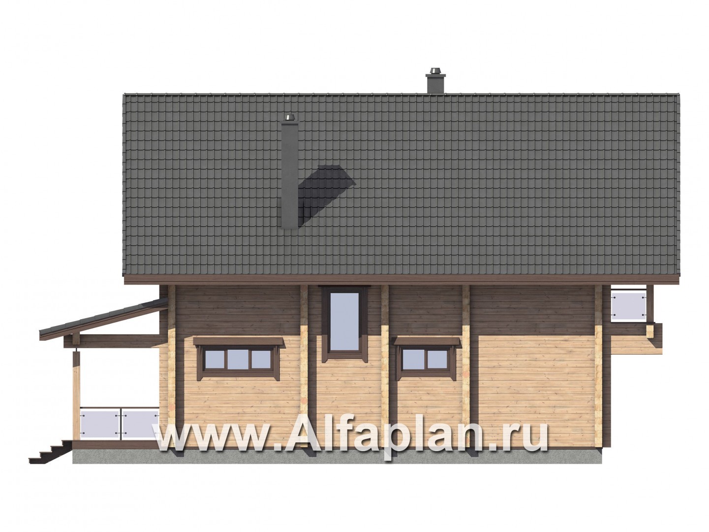 Проекты домов Альфаплан - Современный дом из бруса с удобной планировкой - изображение фасада №3