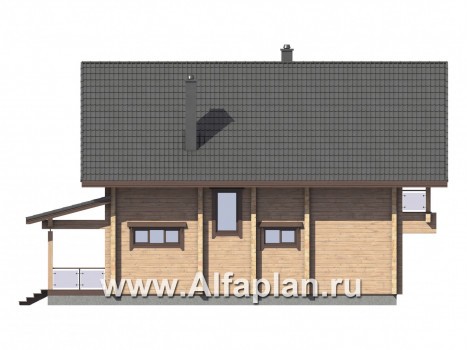 Проекты домов Альфаплан - Современный дом из бруса с удобной планировкой - превью фасада №3