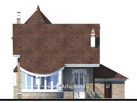 Проекты домов Альфаплан - «Камелот» -  загородный дом с угловой «башней» - превью фасада №4
