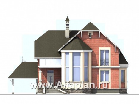 Проекты домов Альфаплан - «Фаворит» - современный коттедж с высоким эркером - превью фасада №1