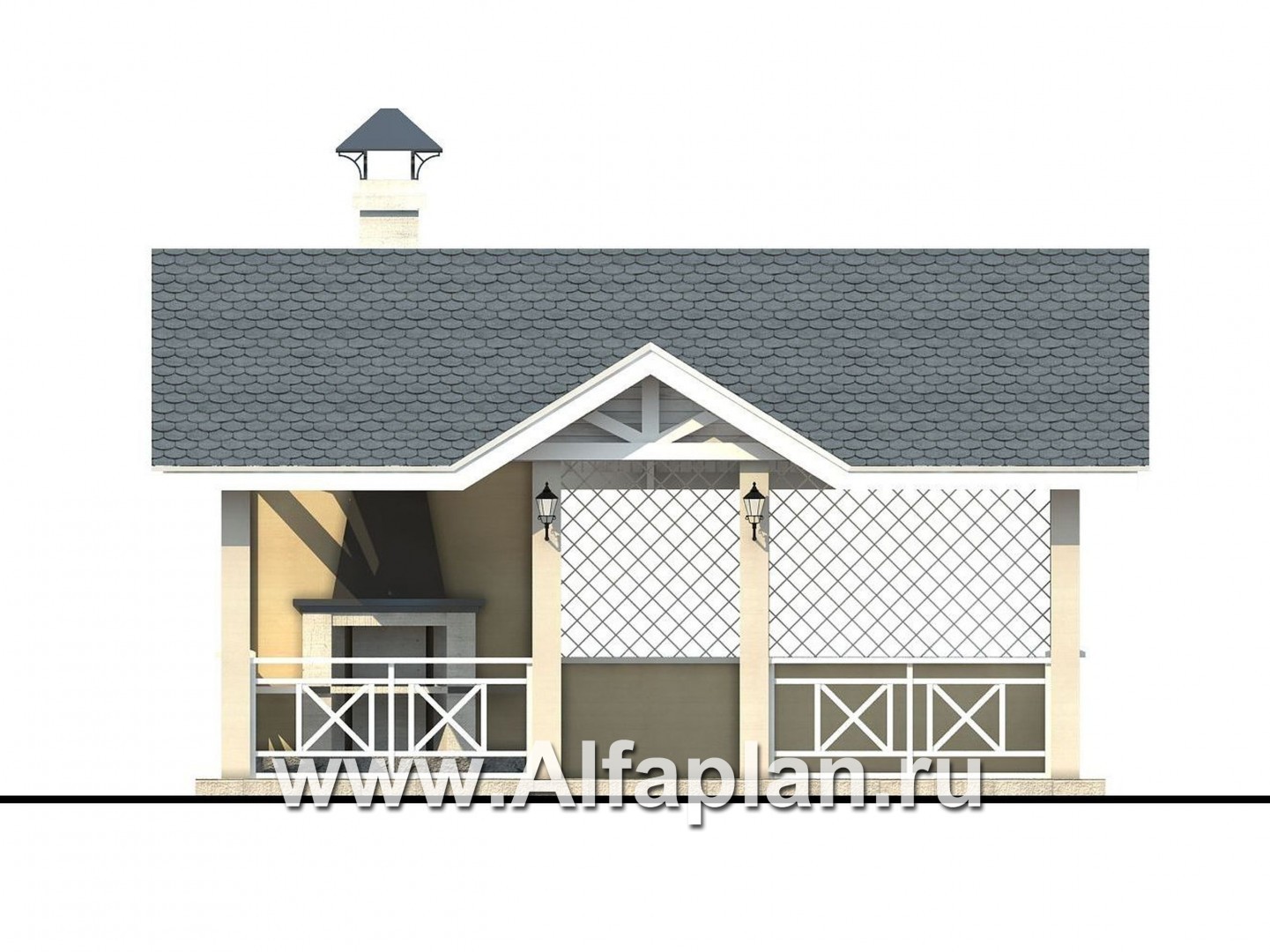 Проекты домов Альфаплан - Проект беседки с барбекю (летняя кухня) - изображение фасада №1