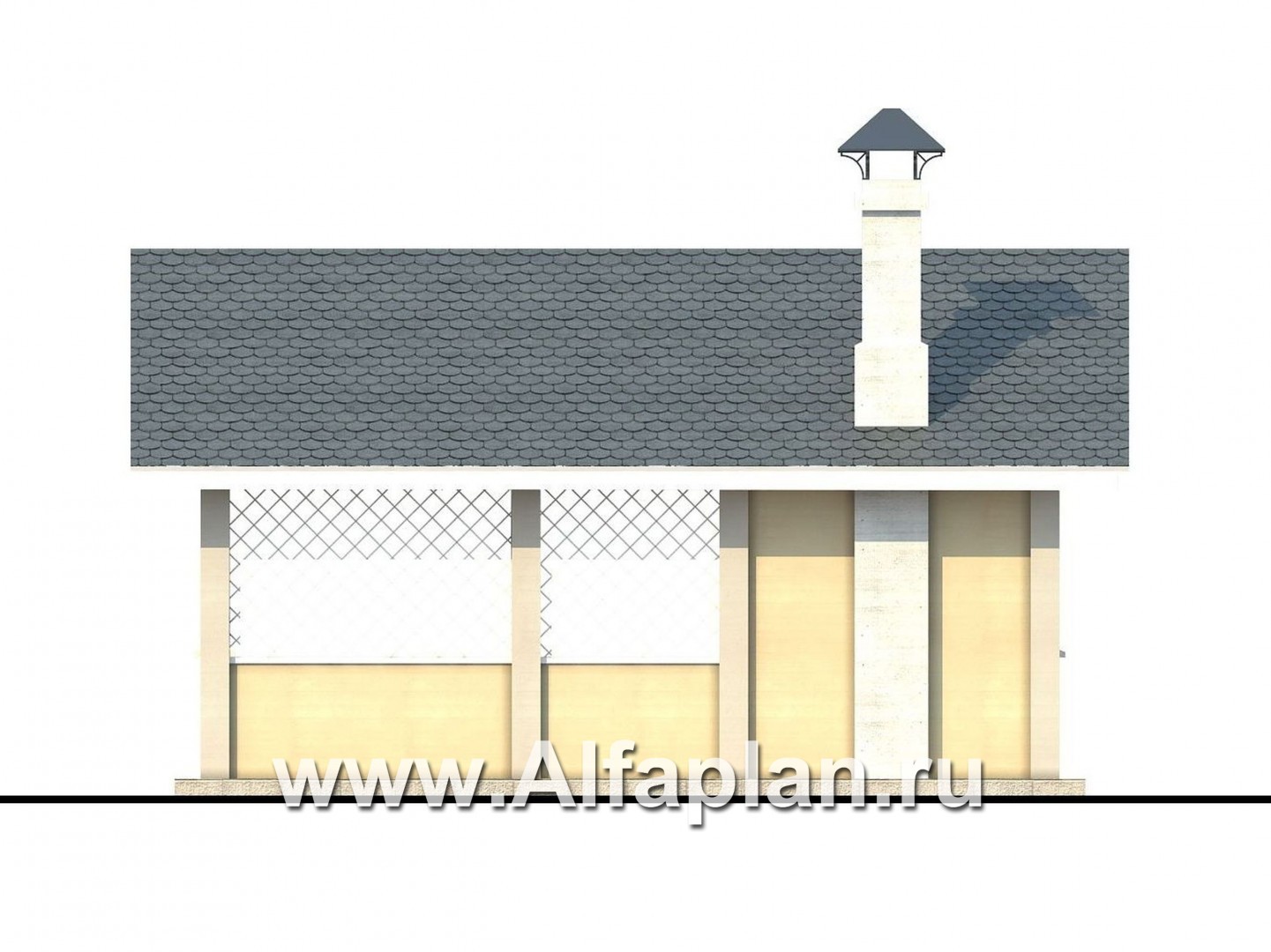 Проекты домов Альфаплан - Проект беседки с барбекю (летняя кухня) - изображение фасада №4