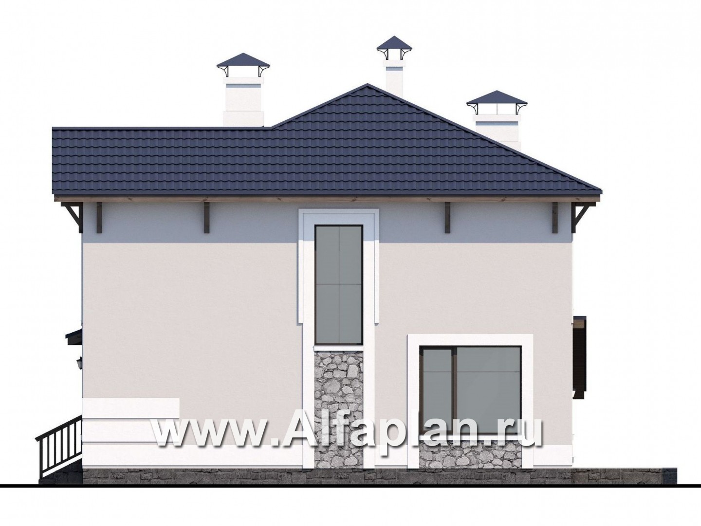 Проекты домов Альфаплан - «Смарт» - проект дувухэтажного дома из газоблоков - изображение фасада №2