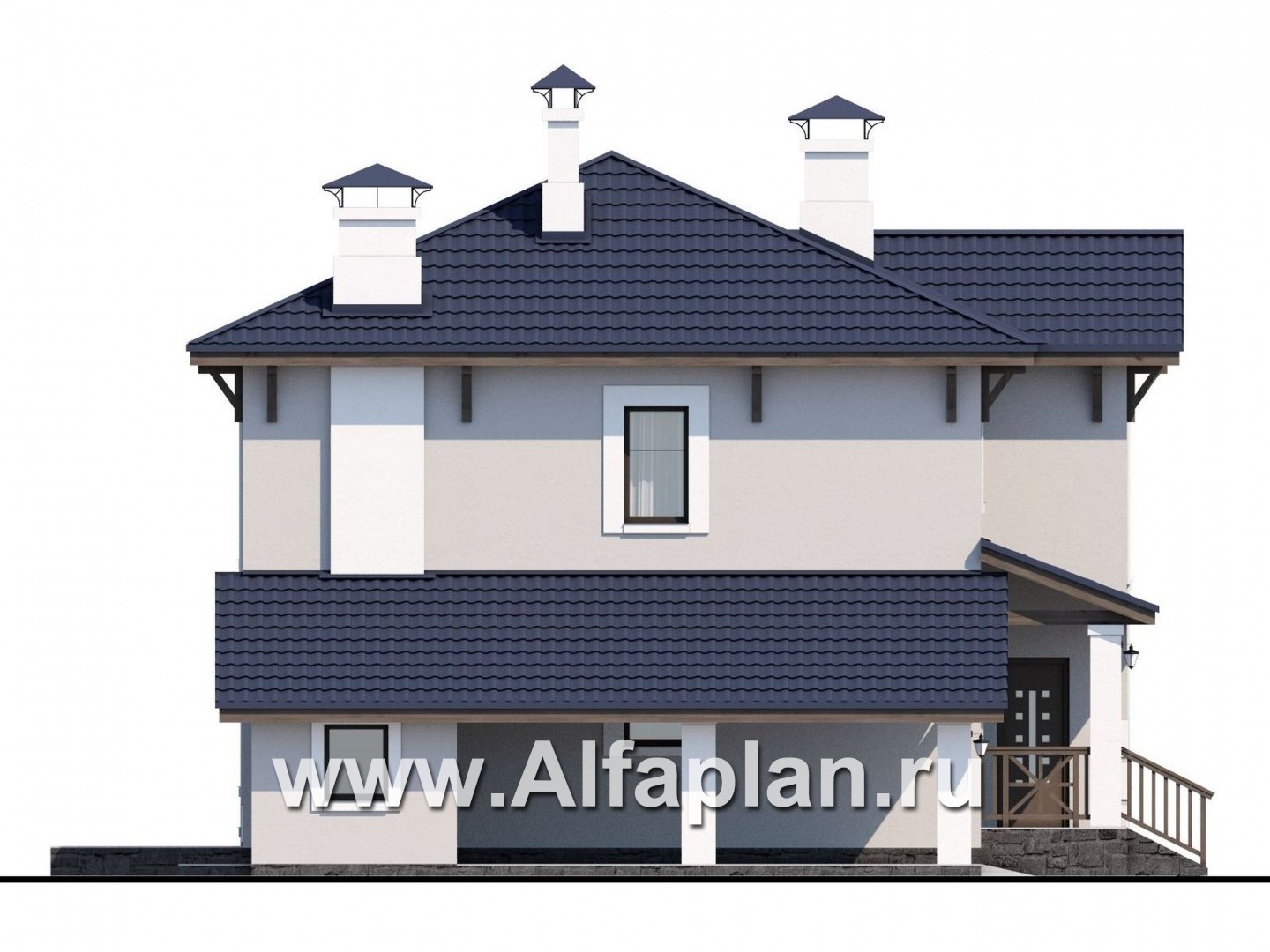 Проекты домов Альфаплан - «Смарт» - проект дувухэтажного дома из газоблоков - изображение фасада №3