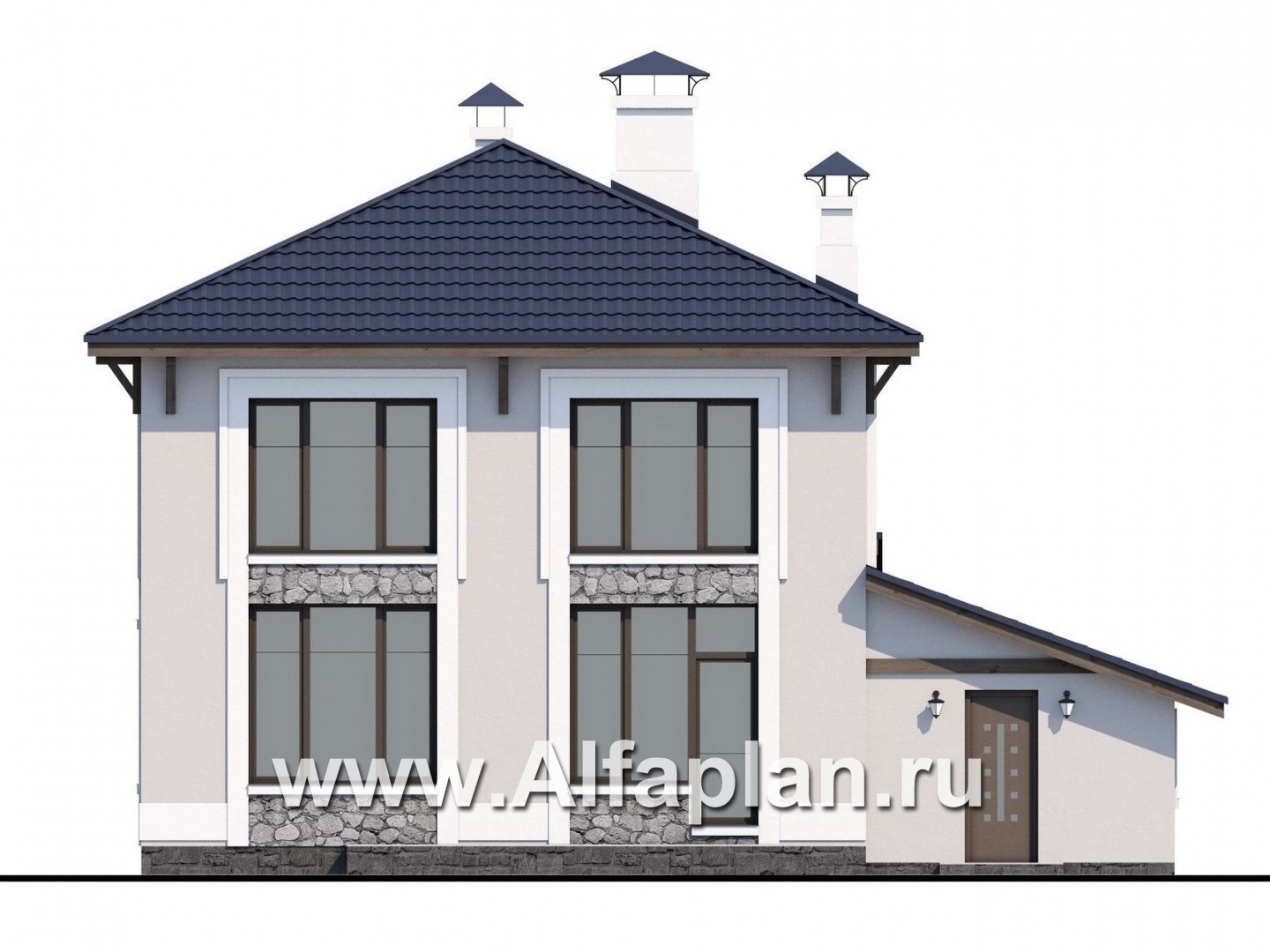 Проекты домов Альфаплан - «Смарт» - проект дувухэтажного дома из газоблоков - изображение фасада №4