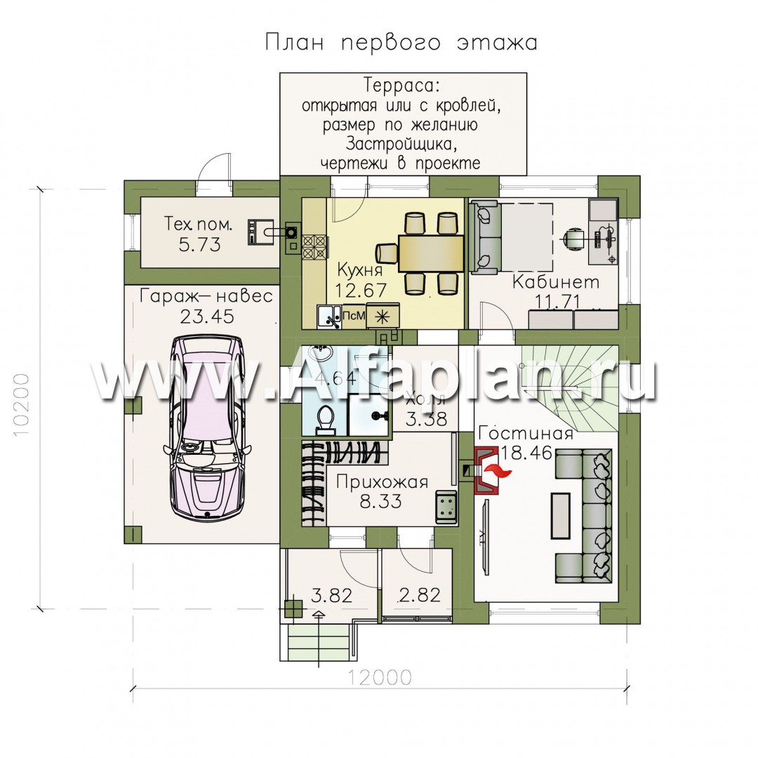 Проекты домов Альфаплан - «Смарт» - проект дувухэтажного дома из газоблоков - изображение плана проекта №1