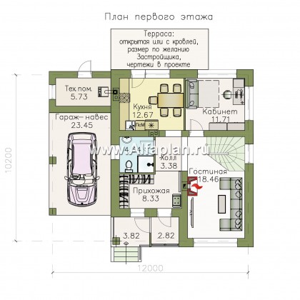 Проекты домов Альфаплан - «Смарт» - проект дувухэтажного дома из газоблоков - превью плана проекта №1