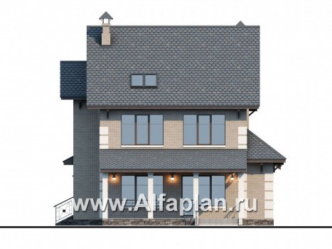 Проекты домов Альфаплан - «Прагматика» - небольшой коттедж с бильярдной в мансарде - превью фасада №4