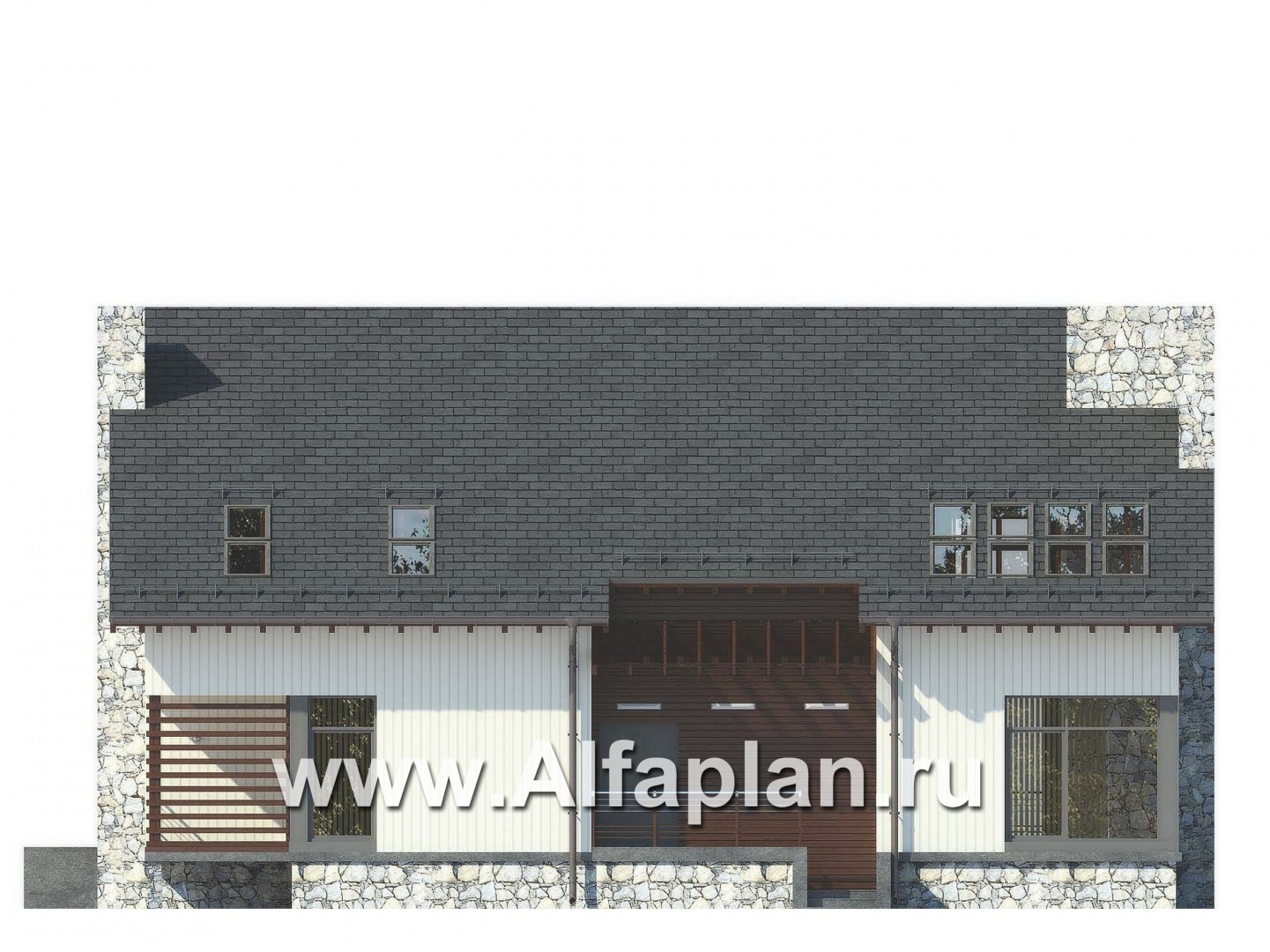 Проекты домов Альфаплан - Комфортабельный загородный дом - изображение фасада №1