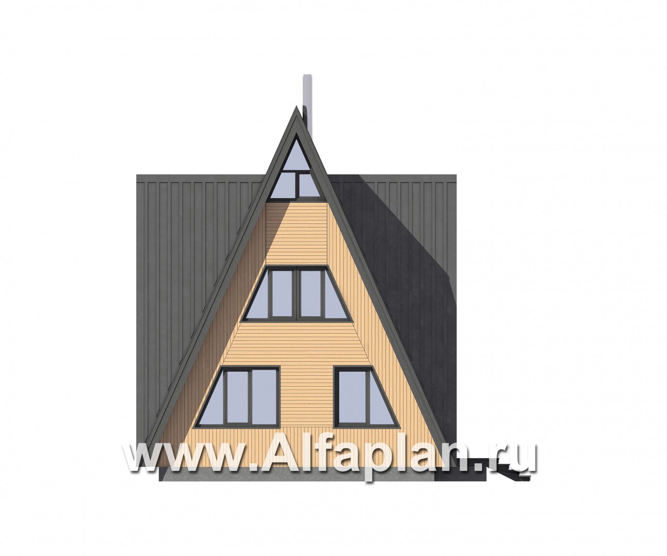 Проекты домов Альфаплан - Каркасный дом-шалаш - прекрасный дом для отдыха - изображение фасада №3