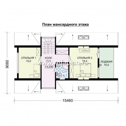Проекты домов Альфаплан - Каркасный дом-шалаш - прекрасный дом для отдыха - превью плана проекта №2