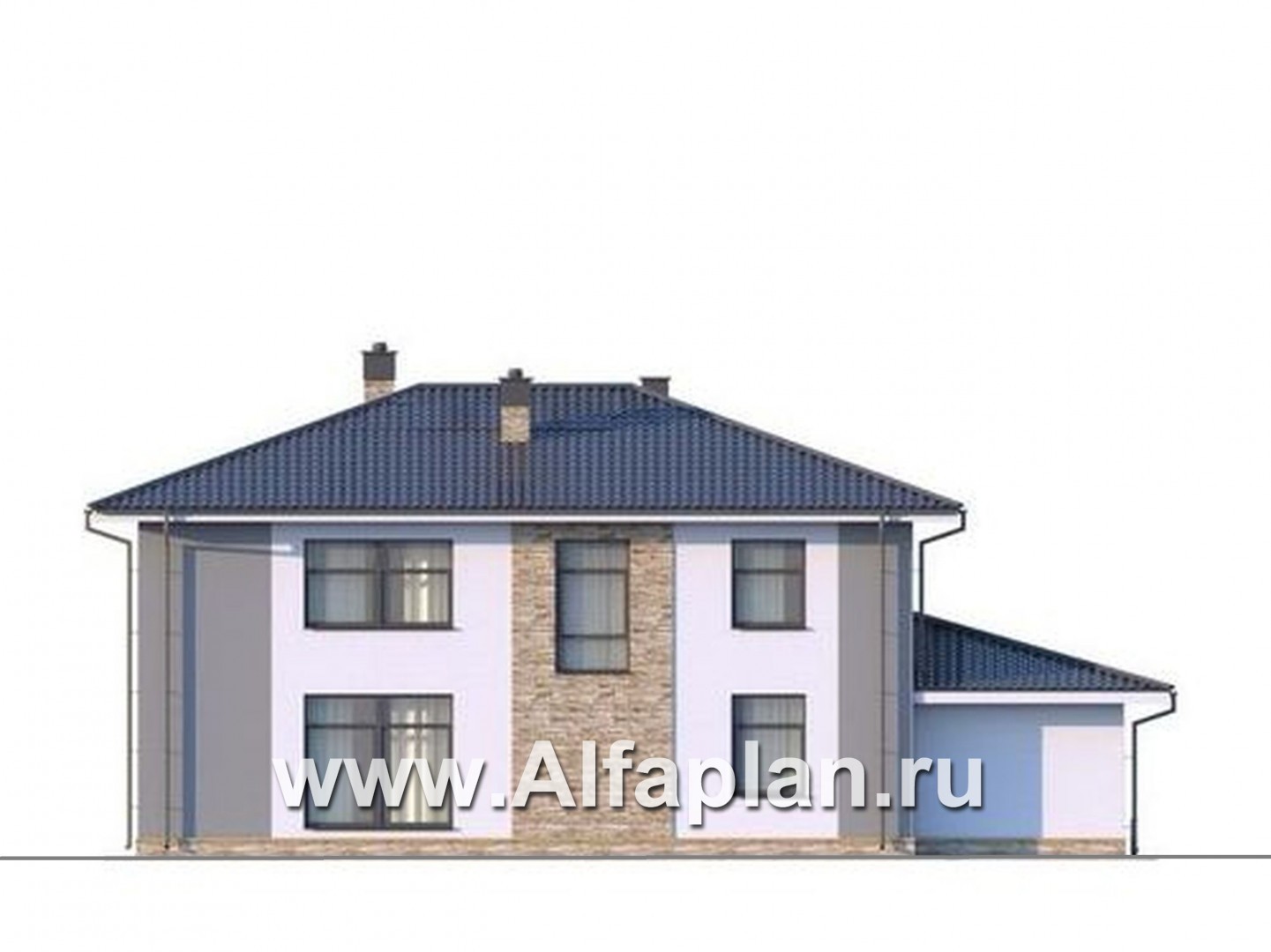 Проекты домов Альфаплан - Двухэтажный дом с гаражом - изображение фасада №2