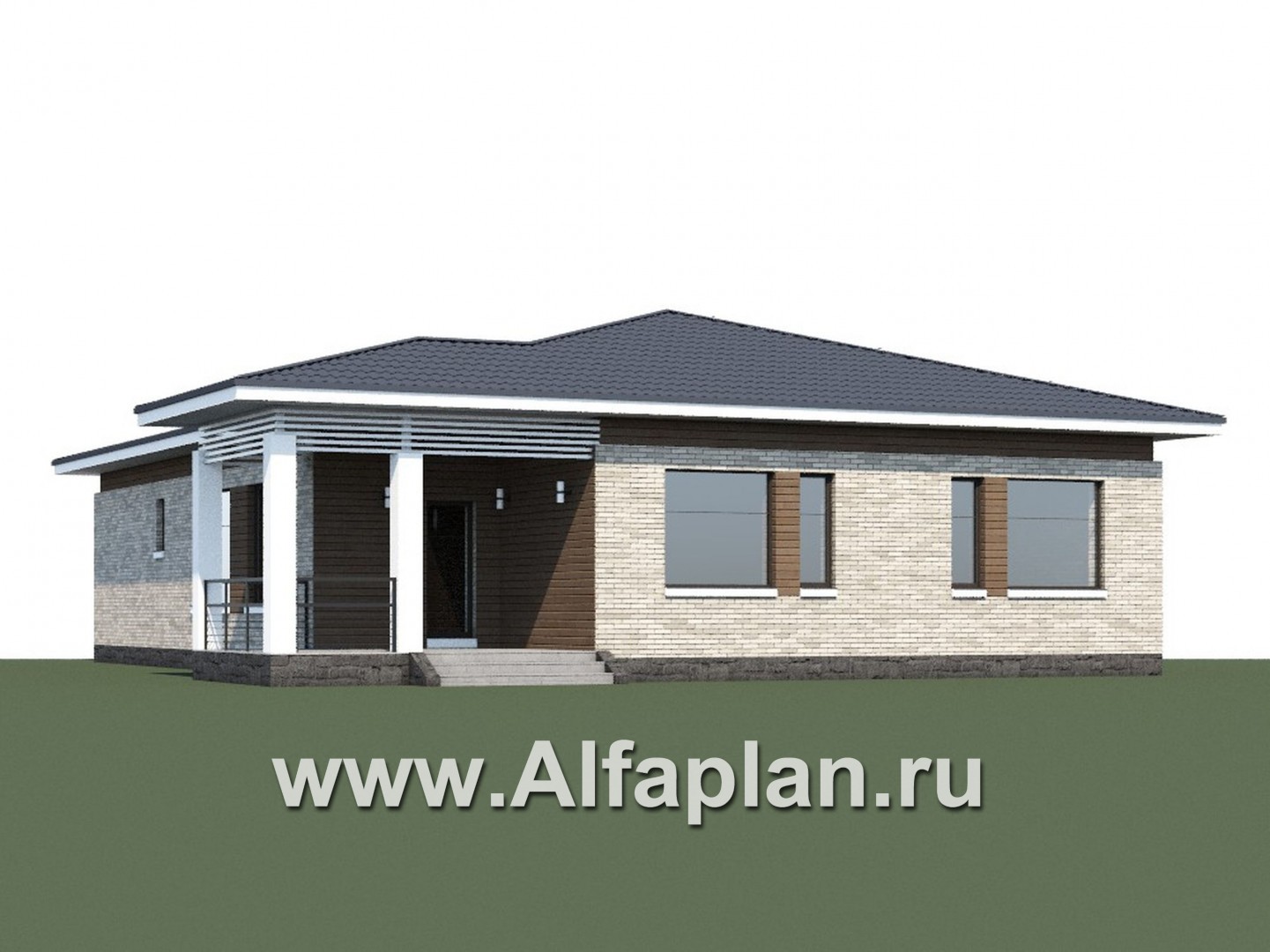 Проекты домов Альфаплан - «Днестр» - одноэтажный коттедж с бильярдной и сауной - дополнительное изображение №1
