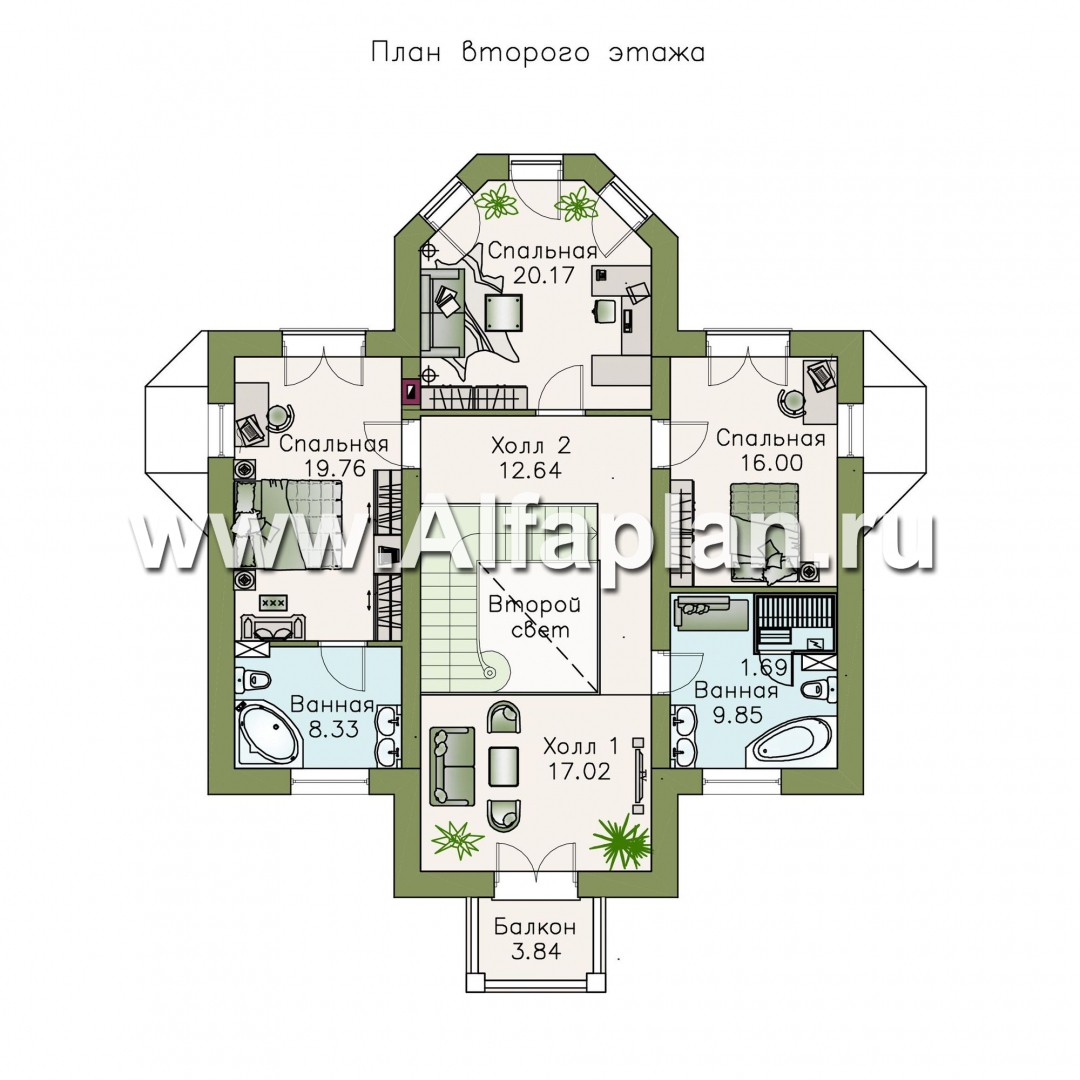 Проекты домов Альфаплан - «Головин»- особняк в стиле Петровских традиций - план проекта №2
