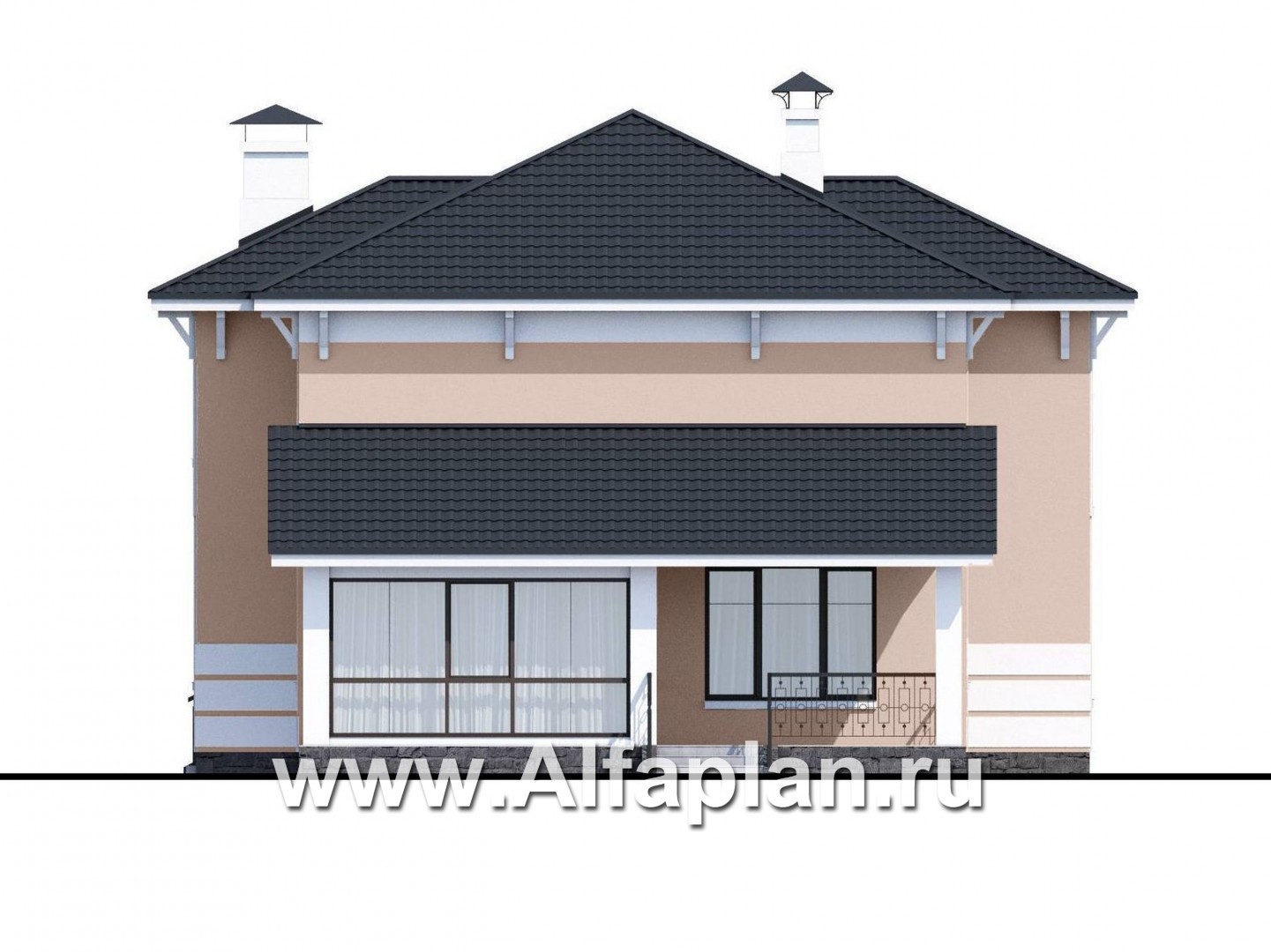 Проекты домов Альфаплан - «Счастье рядом» - двухэтажный дом с комфортной планировкой - изображение фасада №3
