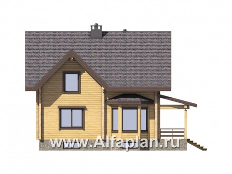 Проекты домов Альфаплан - Компактный деревянный дом с цоколем - превью фасада №2