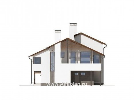 Проекты домов Альфаплан - Коттедж с эффектными фасадами и планировкой - превью фасада №3