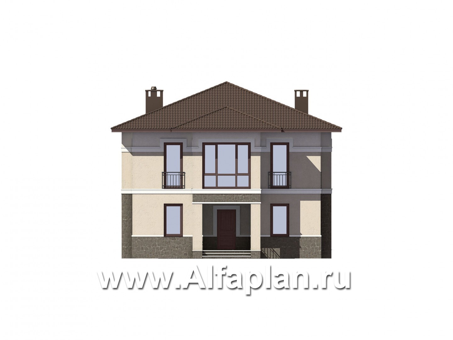 Проекты домов Альфаплан - Двухэтажный особняк с удобной планировкой - изображение фасада №3