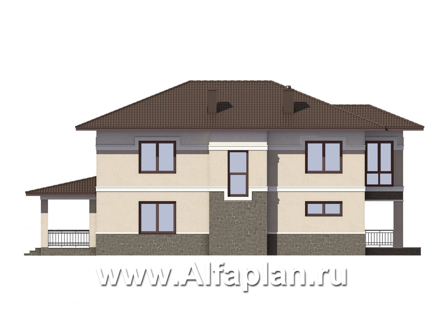 Проекты домов Альфаплан - Двухэтажный особняк с удобной планировкой - изображение фасада №4