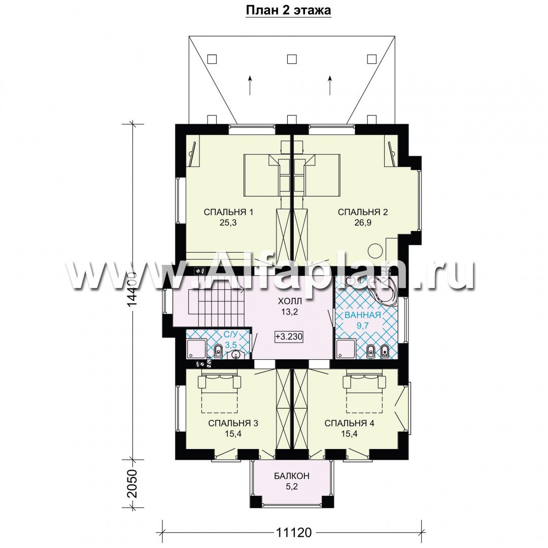 Проекты домов Альфаплан - Двухэтажный особняк с удобной планировкой - изображение плана проекта №2