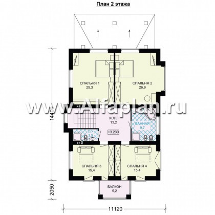 Проекты домов Альфаплан - Двухэтажный особняк с удобной планировкой - превью плана проекта №2