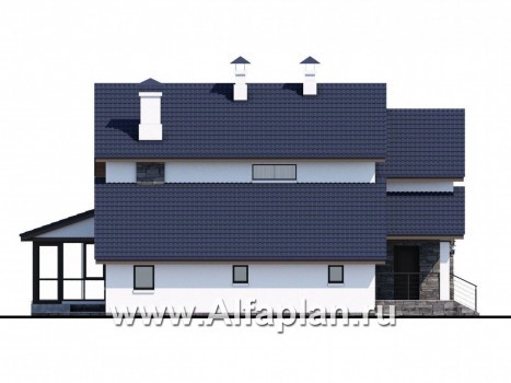 Проекты домов Альфаплан - «Четвертое измерение» - стильный современный дом с комфортабельной планировкой - превью фасада №3