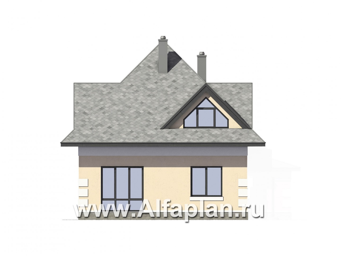 Проекты домов Альфаплан - Компактный и экономичный мансардный дом - изображение фасада №3