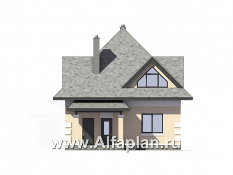 Проекты домов Альфаплан - Компактный и экономичный мансардный дом - превью фасада №1