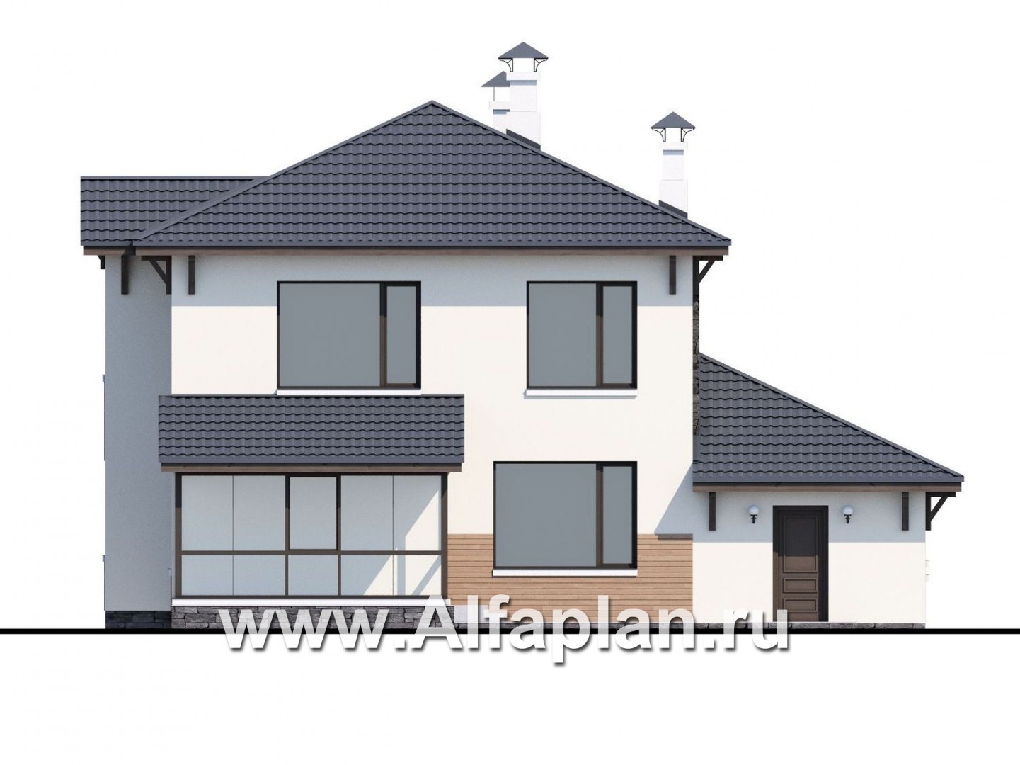 Проекты домов Альфаплан - «Четвертое измерение» - современный комфортный двухэтажный дом - изображение фасада №4