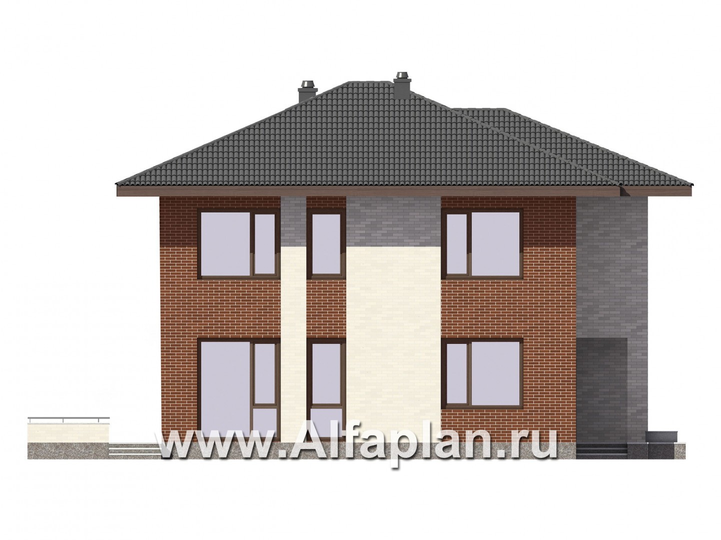 Проекты домов Альфаплан - Двухэтажный дом для большой семьи - изображение фасада №2