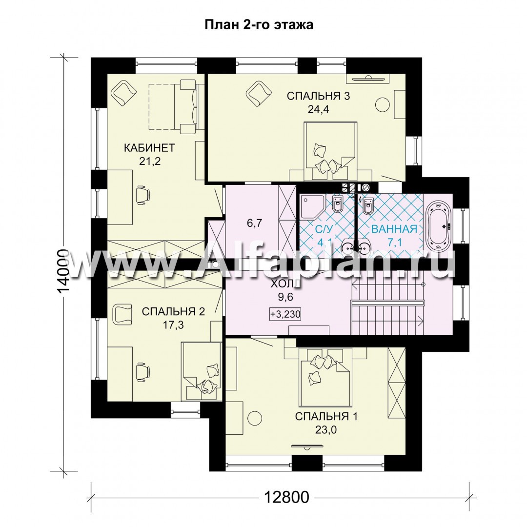 Проекты домов Альфаплан - Двухэтажный дом для большой семьи - изображение плана проекта №2