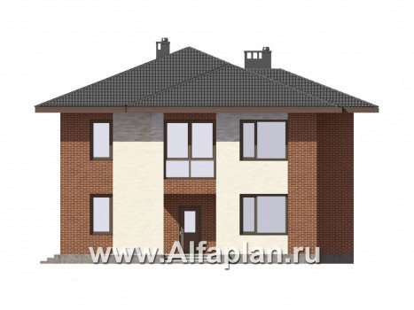Проекты домов Альфаплан - Двухэтажный дом для большой семьи - превью фасада №1
