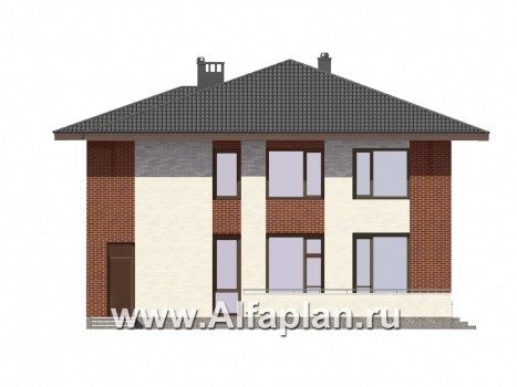 Проекты домов Альфаплан - Двухэтажный дом для большой семьи - превью фасада №3
