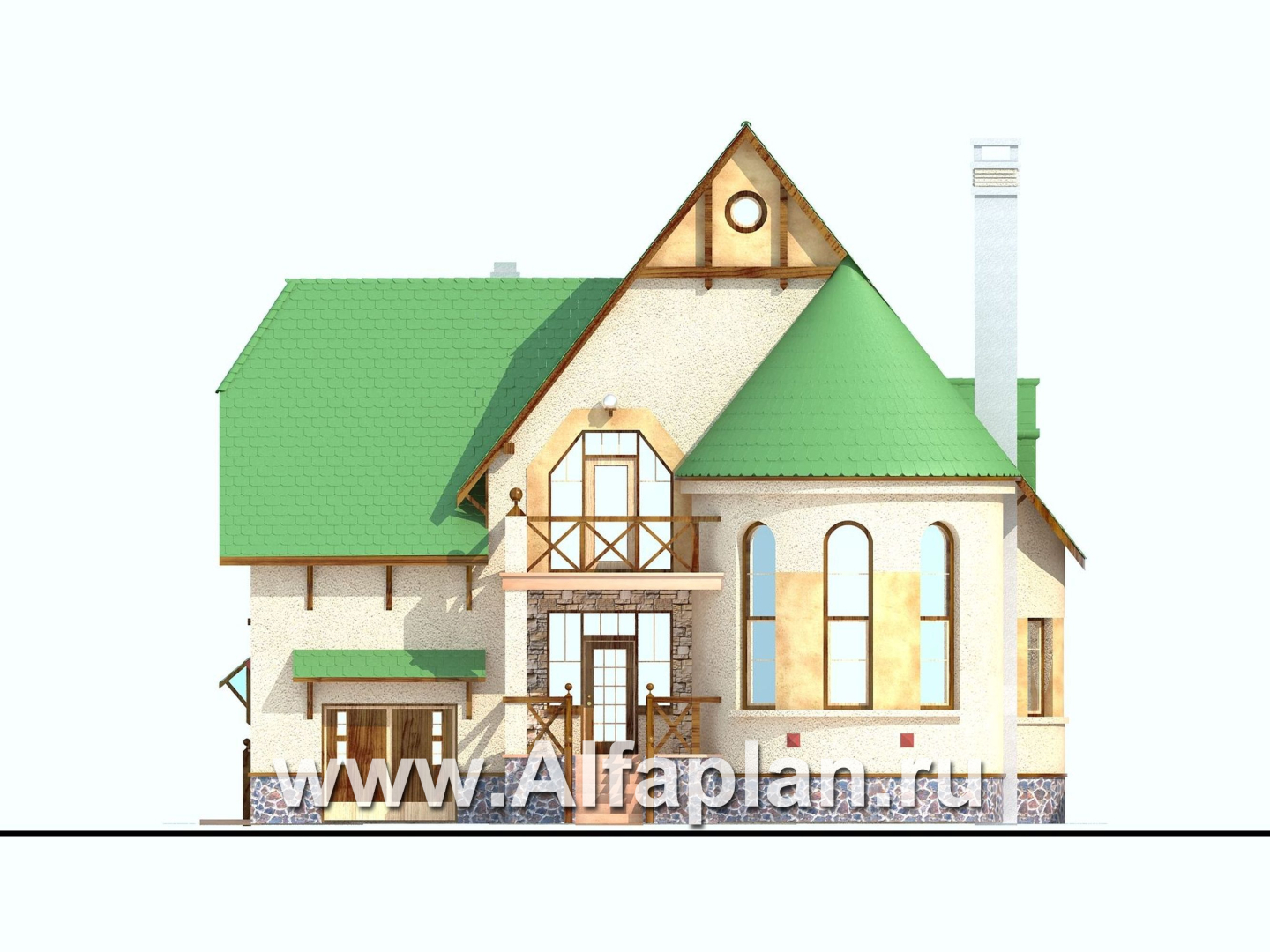 Проекты домов Альфаплан - «5-ая глава» - современный ом в стиле замка для романтиков - изображение фасада №1