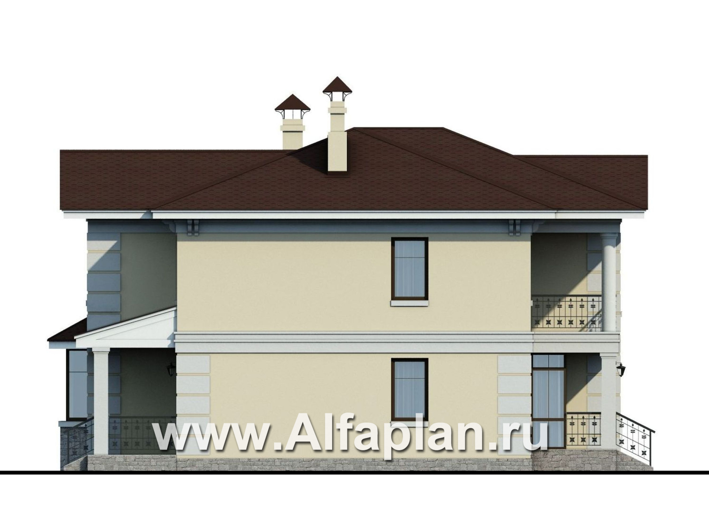 Проекты домов Альфаплан - «Репутация» - дом с аристократическими фасадами - изображение фасада №3