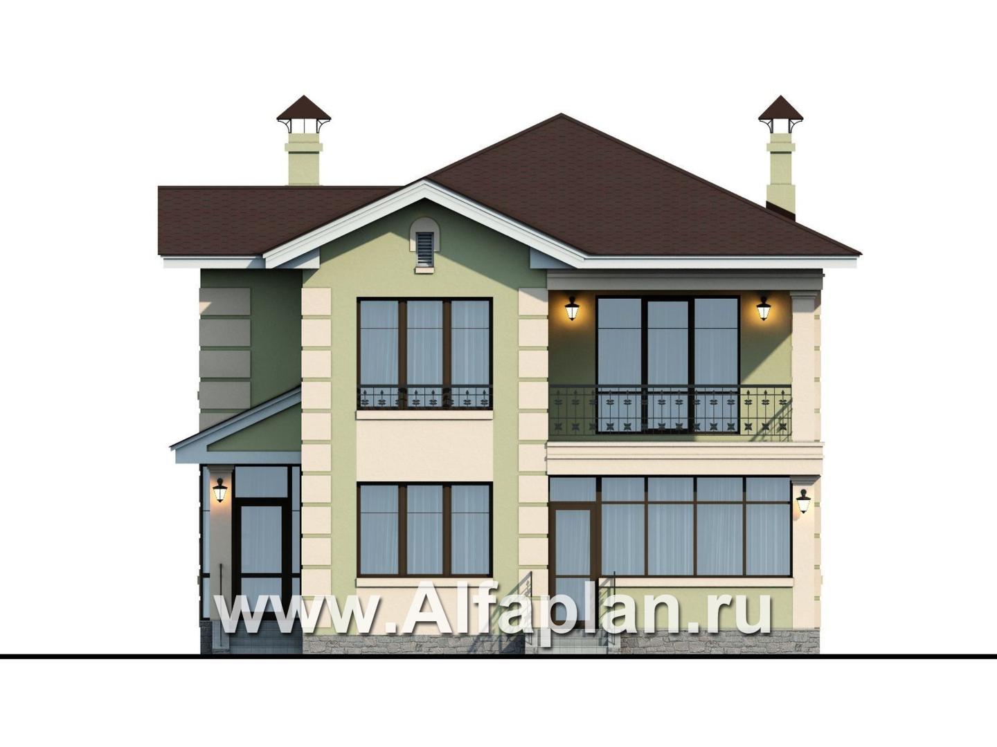 Проекты домов Альфаплан - «Знаменка» — компактный коттедж с удобной планировкой - изображение фасада №1
