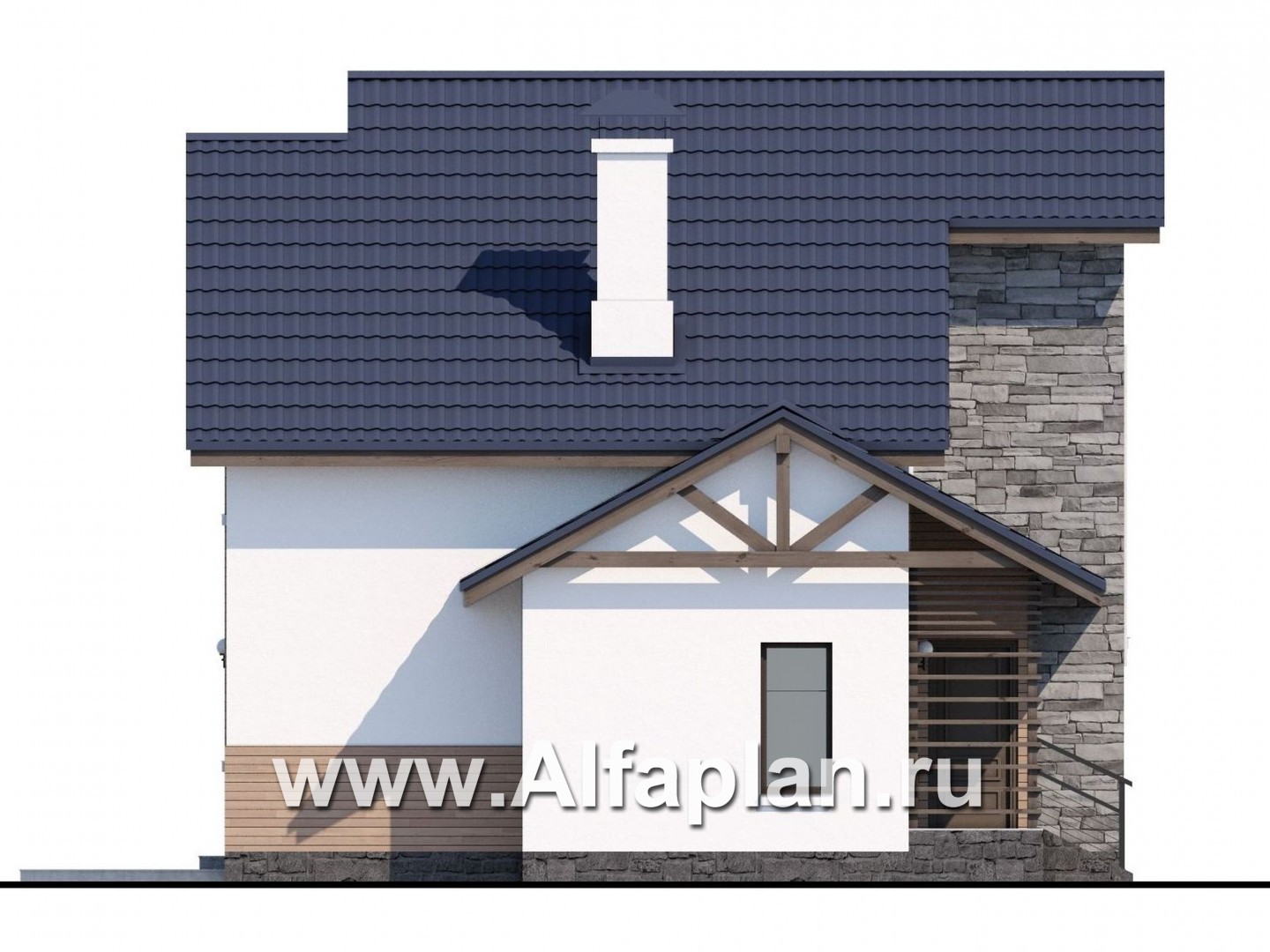 Проекты домов Альфаплан - Кирпичный дом «Валаам» с мансардой - изображение фасада №3