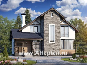 Проекты домов Альфаплан - Кирпичный дом «Валаам» с мансардой - превью основного изображения