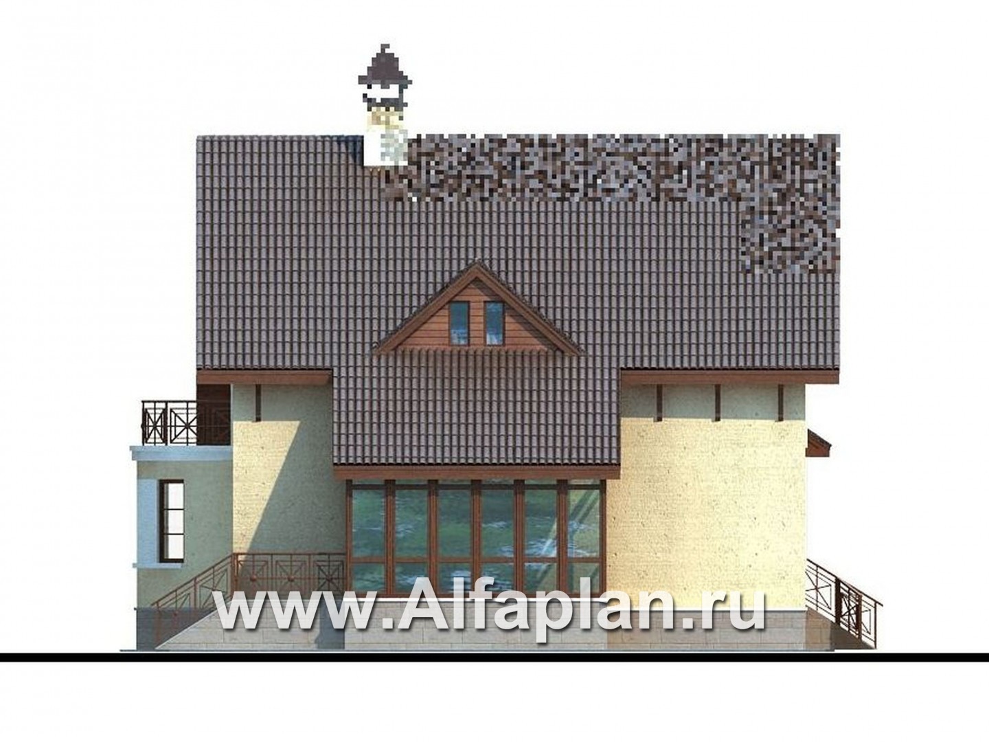 Проекты домов Альфаплан - «Оптимус» - оптимальный коттедж с двускатной кровлей - изображение фасада №3