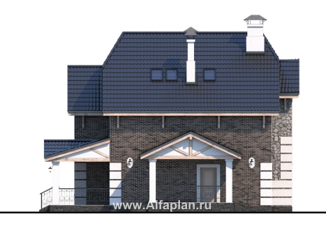 Проекты домов Альфаплан - «Ясная поляна»- коттедж для большой семьи - и бильярдной - превью фасада №2