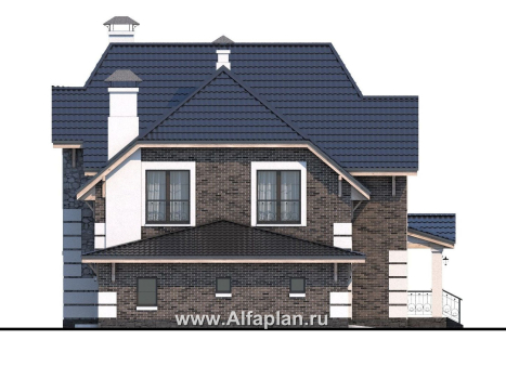 Проекты домов Альфаплан - «Ясная поляна»- коттедж для большой семьи - и бильярдной - превью фасада №3